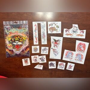 Vintage Ed Hardy Temporary Tattoos Panther Tiger Dead Alive Shark Dragon Dog